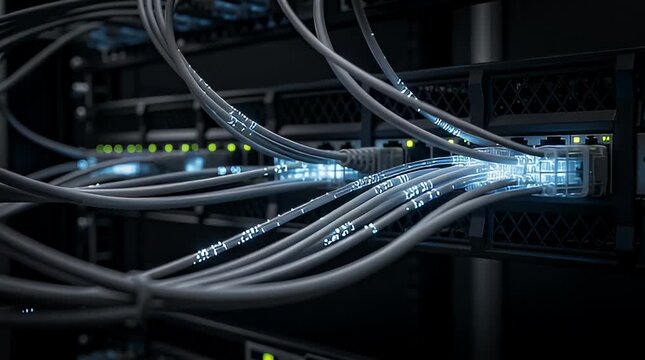 Cables connected to server hardware.