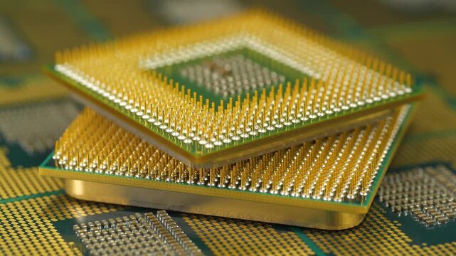 Central processing unit close up highlighting the intricate pin layout on the chip