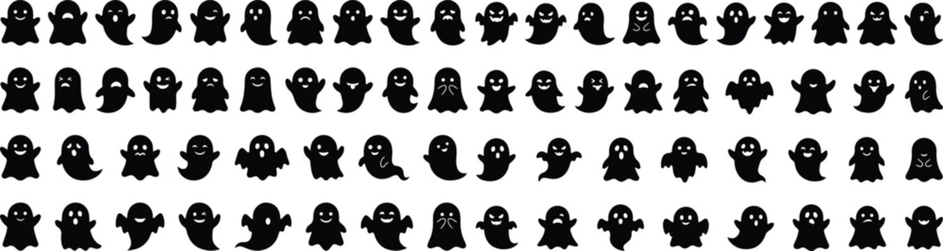 Halloween ghosts silhouettes for spooky decorations and party themes