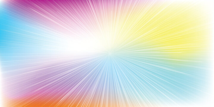 Colorful geometric starburst background with radial sunburst speed lines. Pastel multi color gradient template for manga comic blast effect and modern graphic design asset
