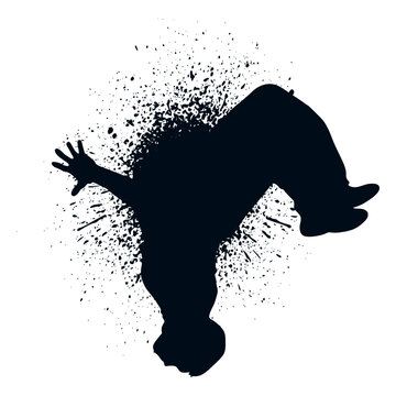 Back somersault splash paint silhouette