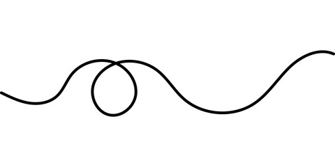 Fototapeta premium Abstract black hand drawn wavy line with a loop swirl design element