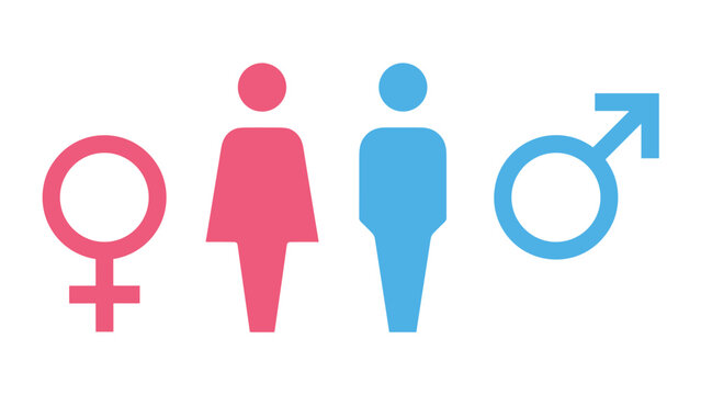 Gender symbols for male female and neutral persons  used for toilet signs and gender equality concepts