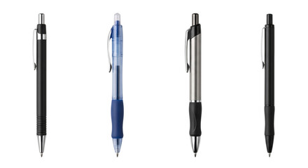 Fototapeta premium Four mechanical ballpoint pens isolated on transparent background