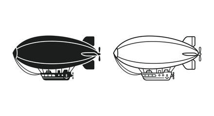 Airship Line Art Illustration Black And White Design © Md