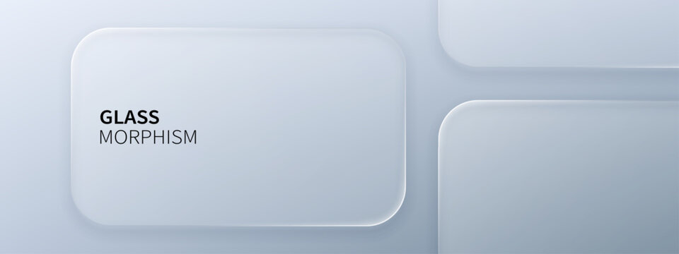 Liquid glass morphism vector background with translucent frosted rectangles. Abstract UI design element with soft blur effect for modern digital interface and web layouts or application.