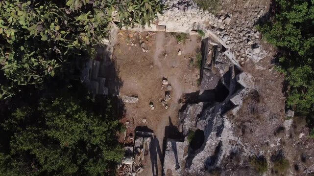 Naxar, Malta 01.07.2026 - Salini Catacombs aerial view of the field. This group of burials is situated in an area known as Ta Latnija. High quality 4k footage
