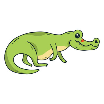 Cute crocodile alligator tail fang flat