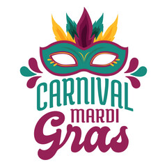 Carnival mardi gras domino mask lettering © Vexels