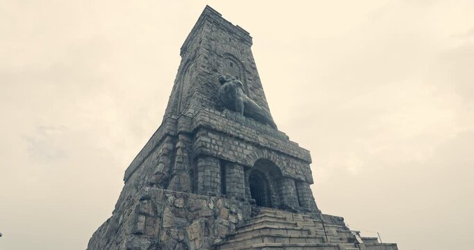 Shipka memorial monument of the bulgarian liberty in the central stara planina of Bulgaria low angle view