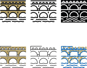 Obraz premium aqueduct pack ancient rome construction color icon vector. aqueduct ancient rome construction sign. isolated symbol