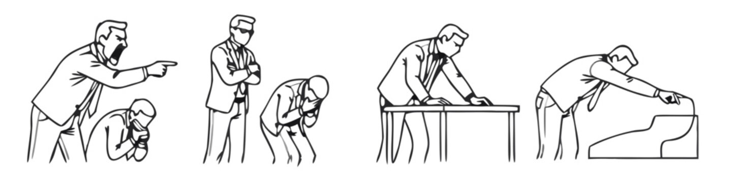 Businessman yelling at subordinate in office depicting workplace conflict and stress during a tense meeting
