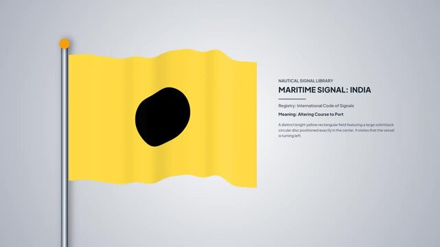 International Maritime Signal Flag India Waving on Pole for Nautical Communication Loop Animation