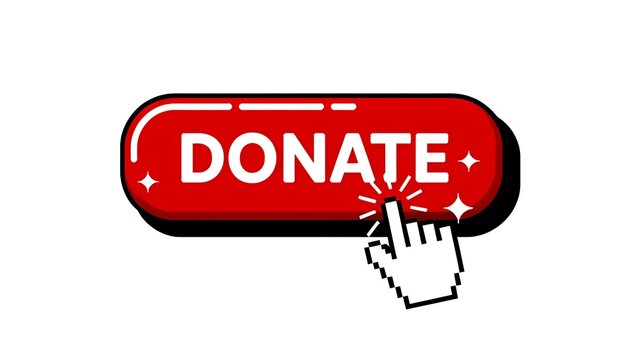 Donate button, charity icon, giving symbol, red donate button