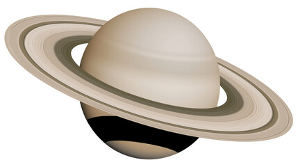 Saturn planet with prominent rings, isolated on transparent background © Piotr