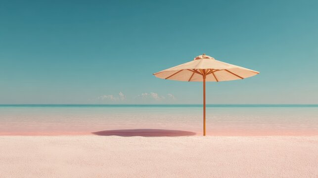 Single umbrella on a quiet pastel beach