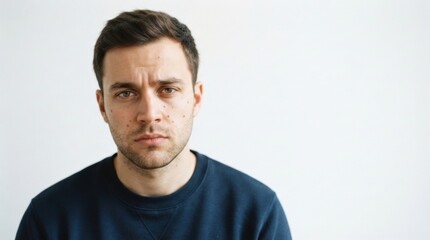 Obraz premium Serious young man portrait with neutral background for professional profile headshot and business banner