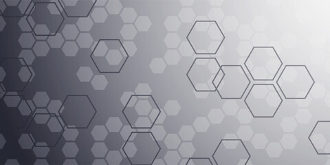 Light gray hexagon technology abstract background soft gradient minimalist honeycomb pattern with subtle hex outlines and faint nodes, cool professional tone, © Hitam