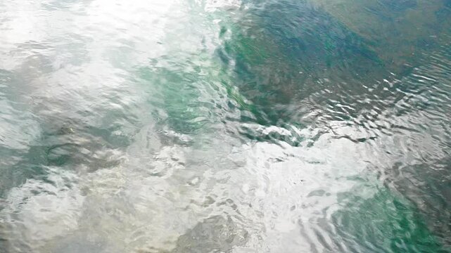 Clean water surface flowing close-up