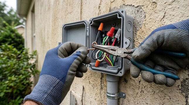 Connecting Electrical Wires in Weatherproof Outdoor Junction Box