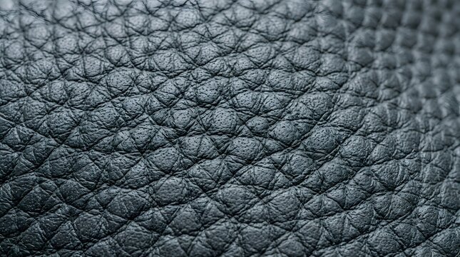 Dark grey leather texture macro showing detailed pebbled grain and natural hide surface skin.