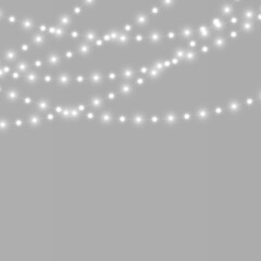 Obraz premium Elegant glowing fairy lights isolated. Beautiful festive decoration for web and print. Clean PNG.