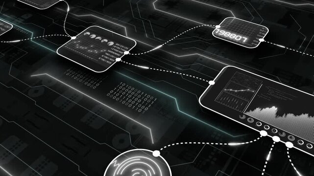 colorful hi-tech motherbard background data processing units processing data step by step matrix data analysis algorithms technology 3D background 