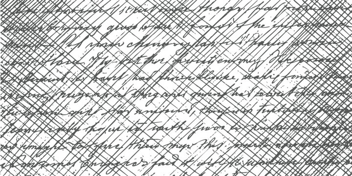 Black ink handwritten cursive text pattern with messy scribble lines and unreadable vintage script writing