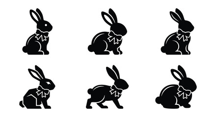 Rabbit Silhouettes Collection Black Vector Illustration On White Background © Fahima