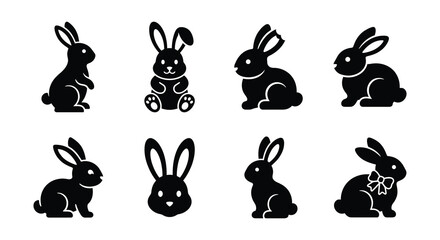 Rabbit Silhouettes Collection Black Vector Illustration On White Background © Fahima
