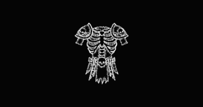 Sketch bone armor icon animation - smooth progressive reveal