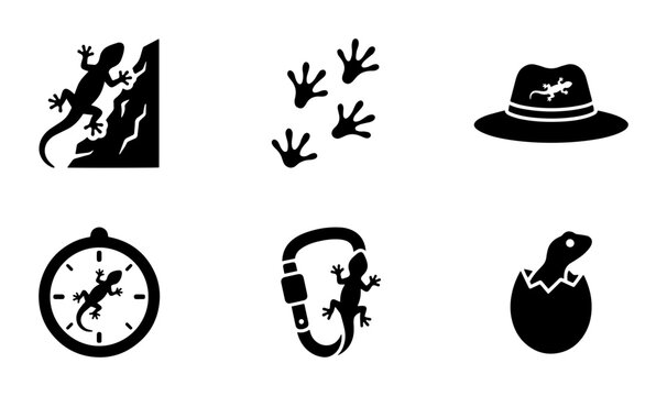 Lizard Icon Set, Reptile Vector Graphics, Wildlife Symbols, Animal Clipart for Nature and Adventure Themes