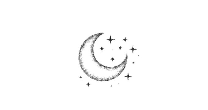 Sketch moon magic icon animation - smooth progressive reveal
