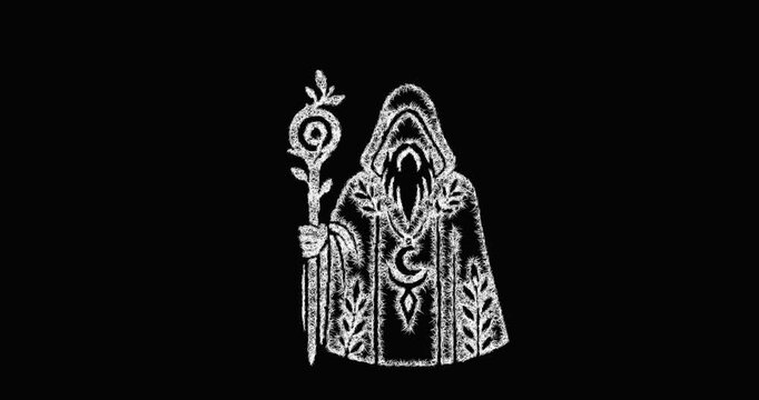 Sketch ancient druid icon animation - smooth progressive reveal