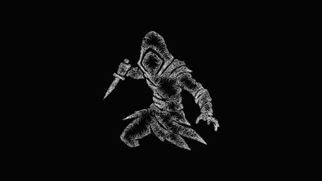 Sketch dagger assassin icon animation - smooth progressive reveal