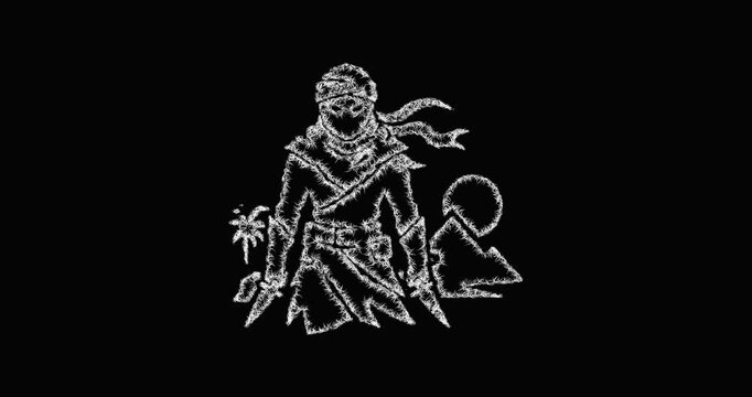Sketch desert assassin icon animation - smooth progressive reveal