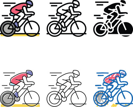 sport riding variations bike color icon vector. sport riding bike sign. isolated symbol