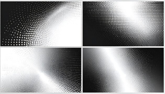 Collection of abstract, grayscale backgrounds. Subtle gradient and halftone effects, varied shapes, and diffused light