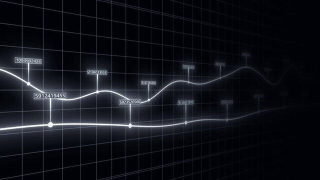 White color moving  business concept advanced data binary code dashboard display black stock market background