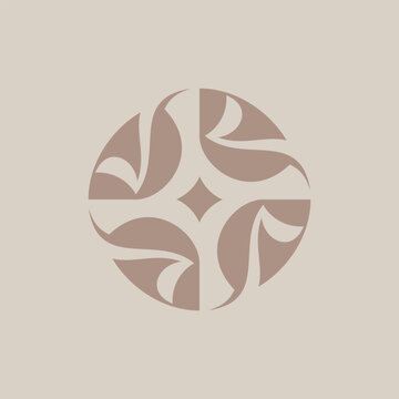 Modern geometric ornament circular floral design template