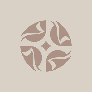 Modern geometric ornament circular floral design template in soft color
