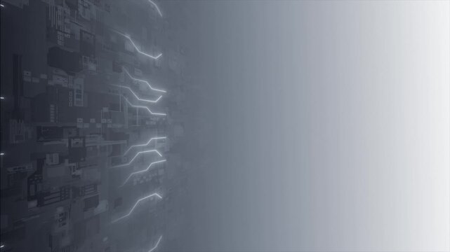 White color glowing circuit board microchip with blank space futuristic matrix data network hi tech design loopable technology background