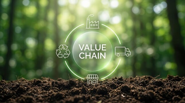 A visual representation of the sustainable business value chain and LCA processes.