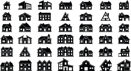 Fototapeta premium Collection of House Icons Representing Residential Buildings and Architecture