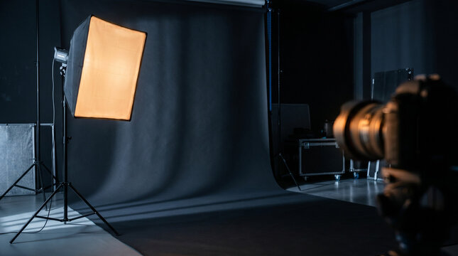 Studio lighting softbox set up in photography studio background  