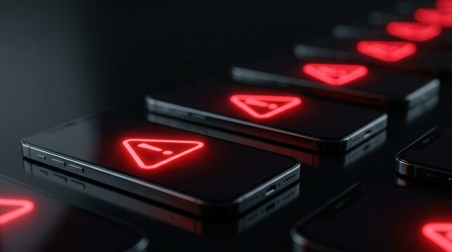 Phishing and identity theft risks for mobile users shown through fake smartphone security alerts.