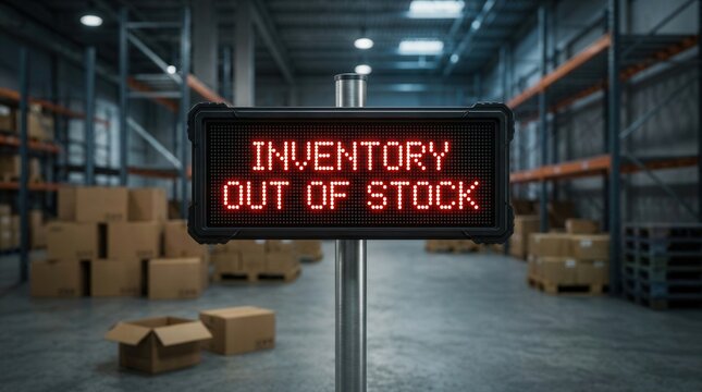 Logistics fulfillment challenge and inventory out of stock status in a storage warehouse.