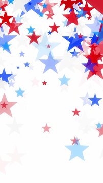 Confetti stars in America's Independence Day colors red white and blue. USA backgrounds with star shapes for American celebrations 4th of July, Memorial Day Veteran's Day or patriotic US holidays.