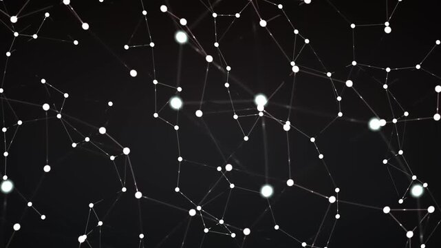 Abstract Network Dots Moving in Dark Space