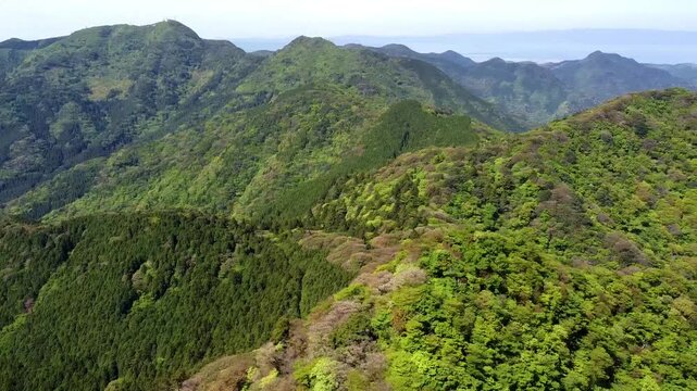 多良岳山頂の上空からの眺望